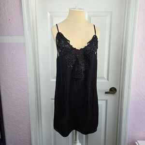In Bloom By Jonquil‎ Black Nightgown Lace Bodice Size M Slip Lingerie New